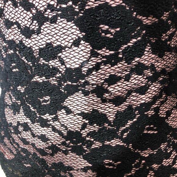 Vintage Y2K Speechless Halter Top High Neck Stretchy Sheer Lace Black Pink Sz S - Picture 11 of 13